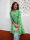Green Georgette Floral Printed A-Line Tunic